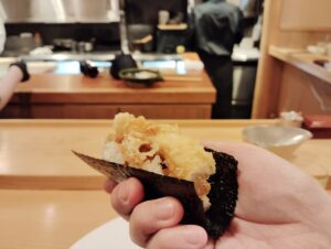 天麩羅がとうOMGの穴子の天ぷら