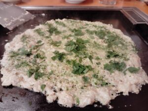 「月島もんじゃ たまとや 綱島」の明太子しそバターもんじゃ